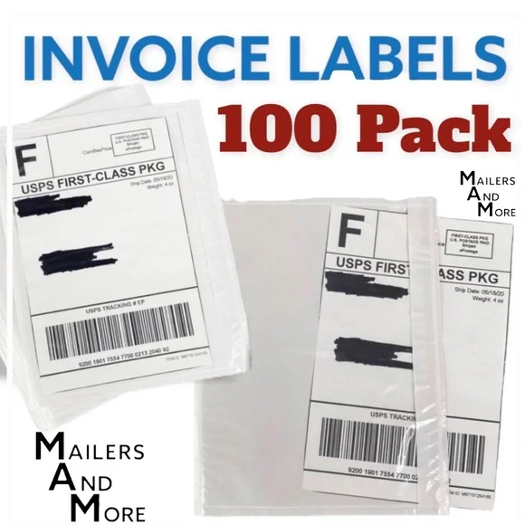 100 (7.5 X 5.5) Clear Postage Invoice Label Pockets PRICE IS FIRM - Picture 4 of 7